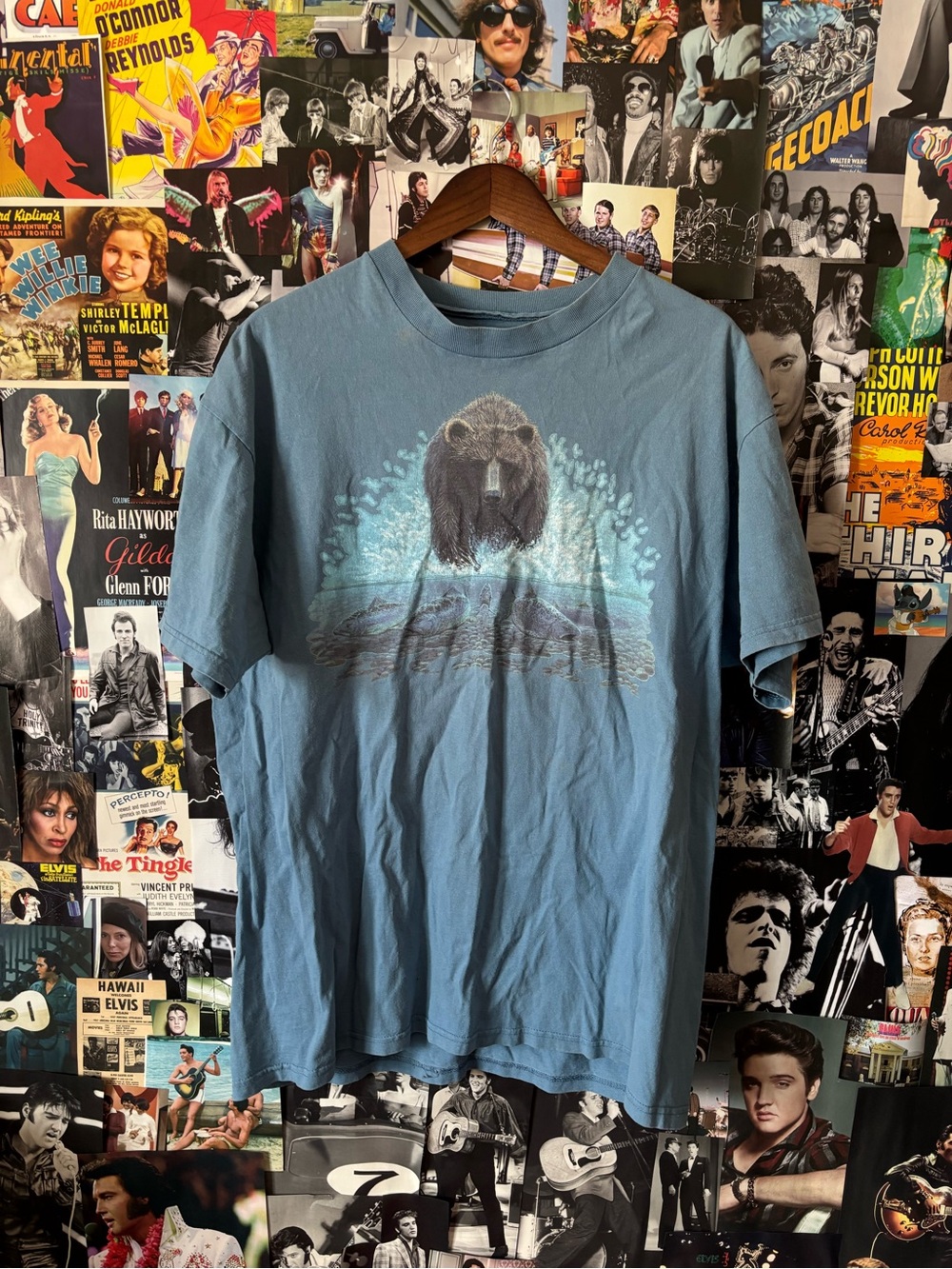 Men's Blue Graphic Bear Short-Sleeve T-Shirt